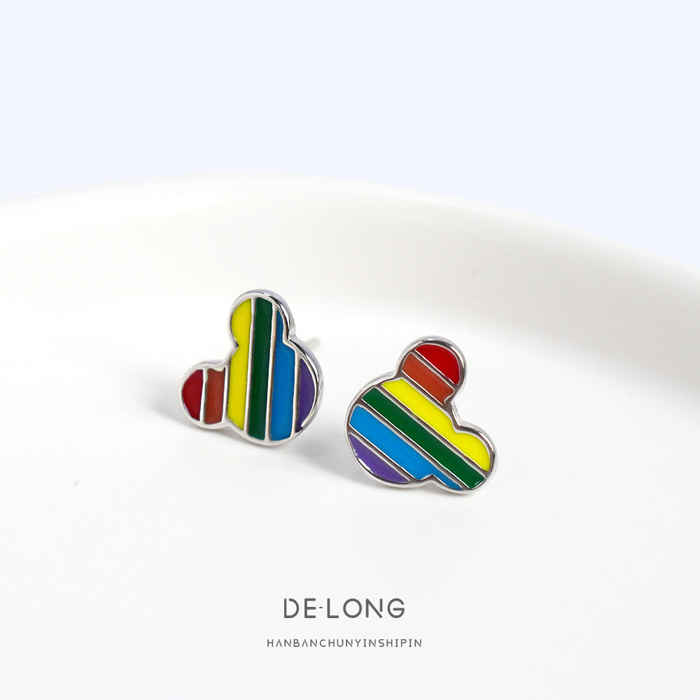 S925 Sterling silver rainbow earrings MIC-DeL002