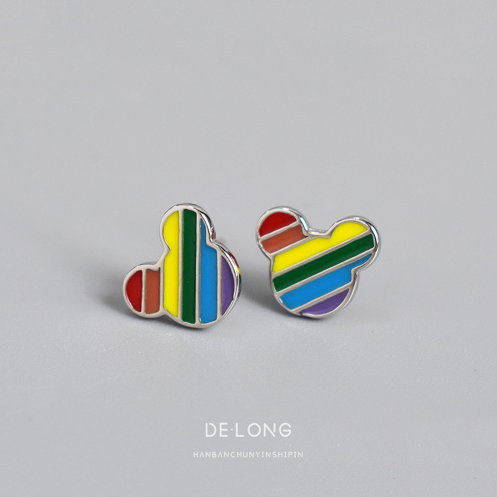 S925 Sterling silver rainbow earrings MIC-DeL002