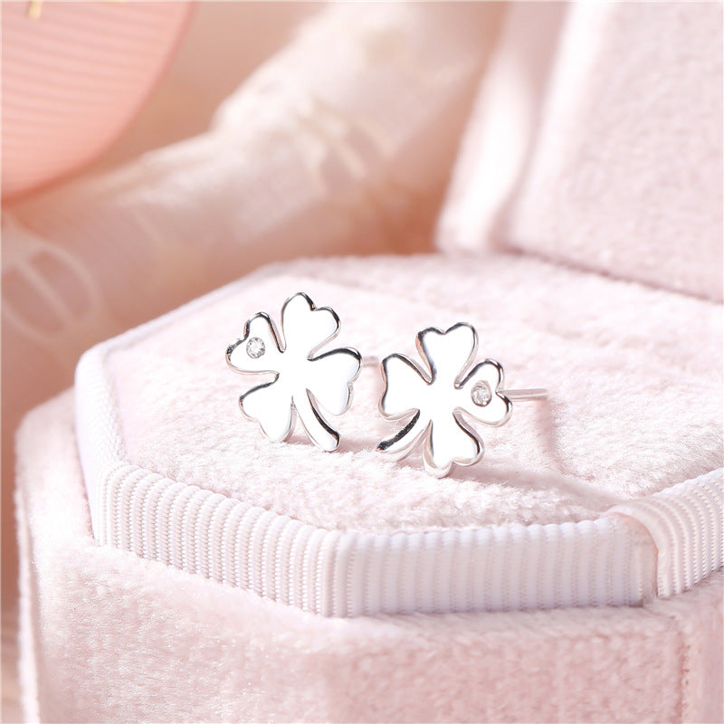 S925 sterling silver clover earrings US-JiaY014