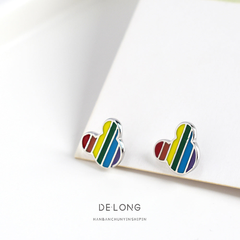 S925 Sterling silver rainbow earrings MIC-DeL002