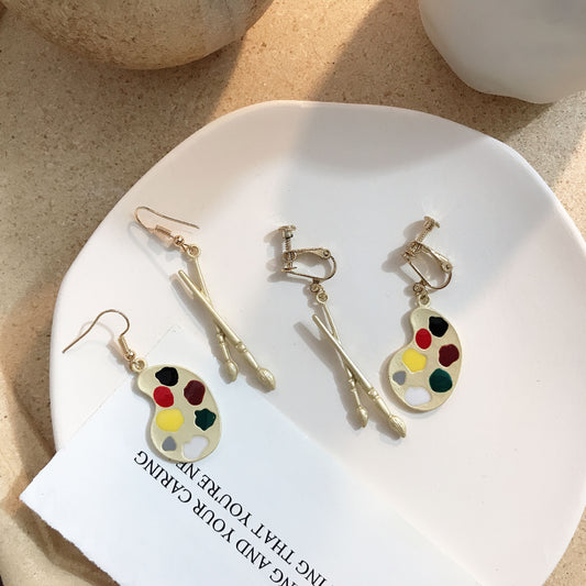 Alloy cartoon color palette brush earrings MYA-JiX030