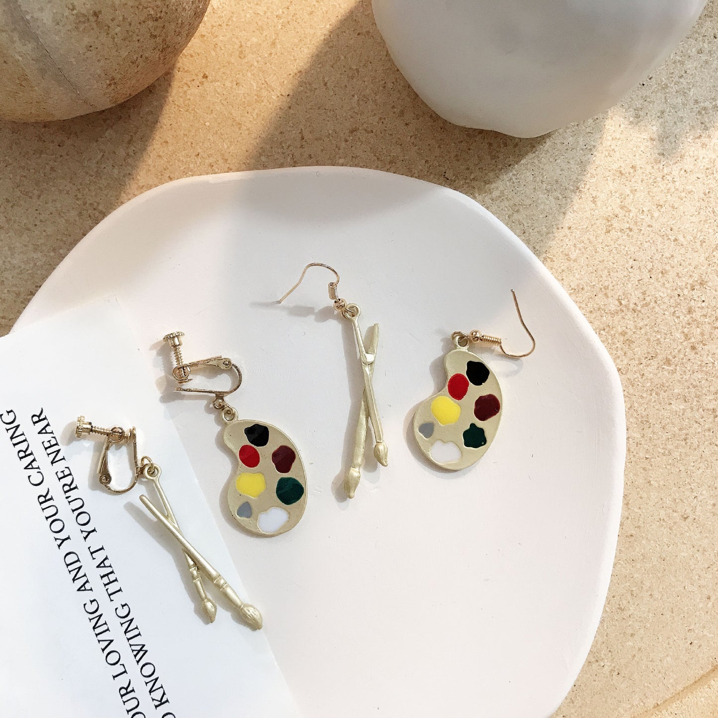 Alloy cartoon color palette brush earrings MYA-JiX030