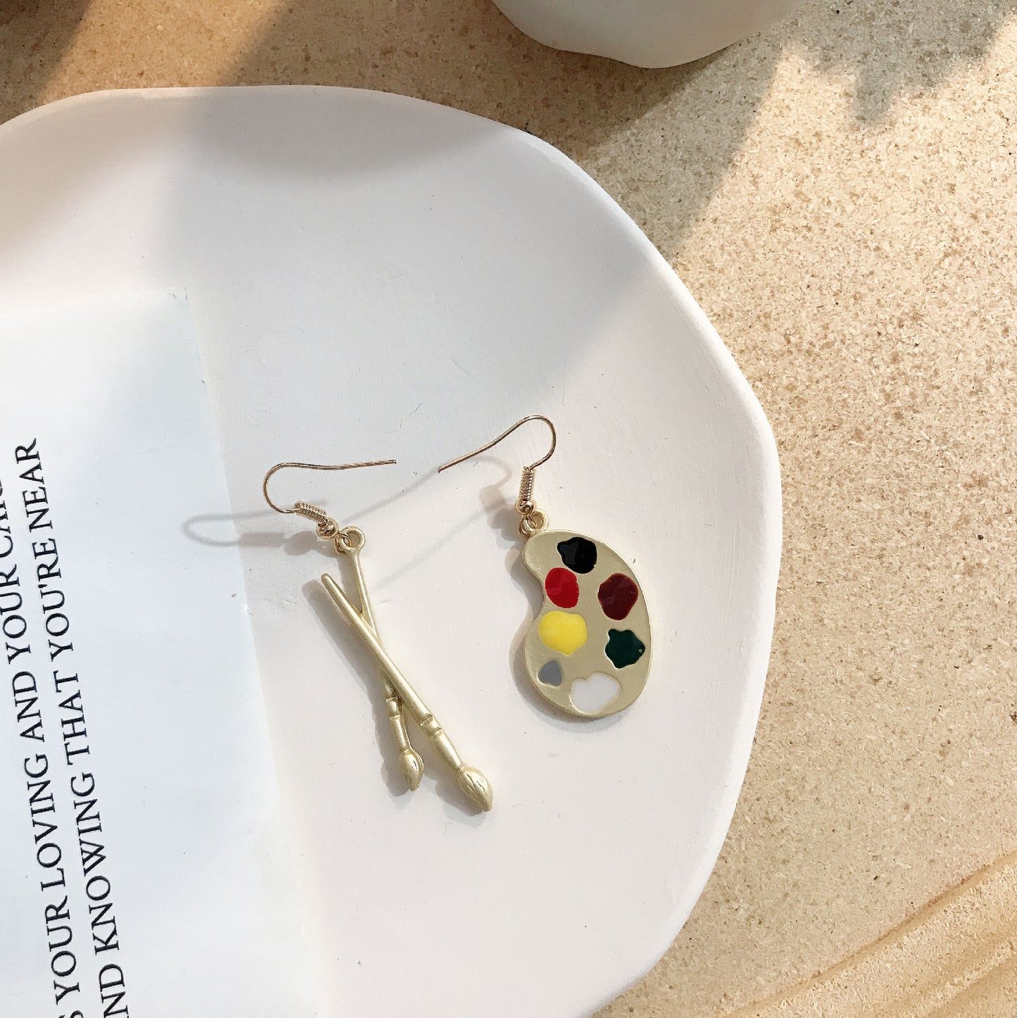 Alloy cartoon color palette brush earrings MYA-JiX030