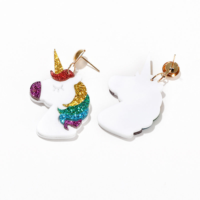 Unicorn Pony Super Fairy Sweet Acrylic Earrings MIC-XueP071