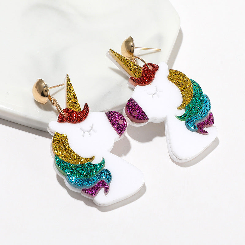 Unicorn Pony Super Fairy Sweet Acrylic Earrings MIC-XueP071