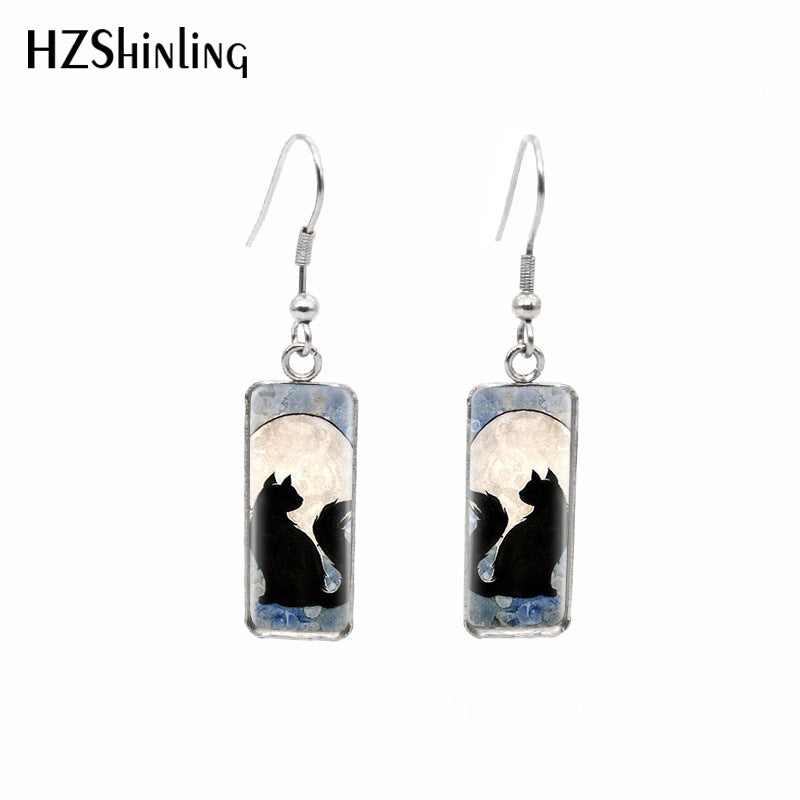 earrings stainless steel black cat Minimo de compra 2 (M) xiangl020