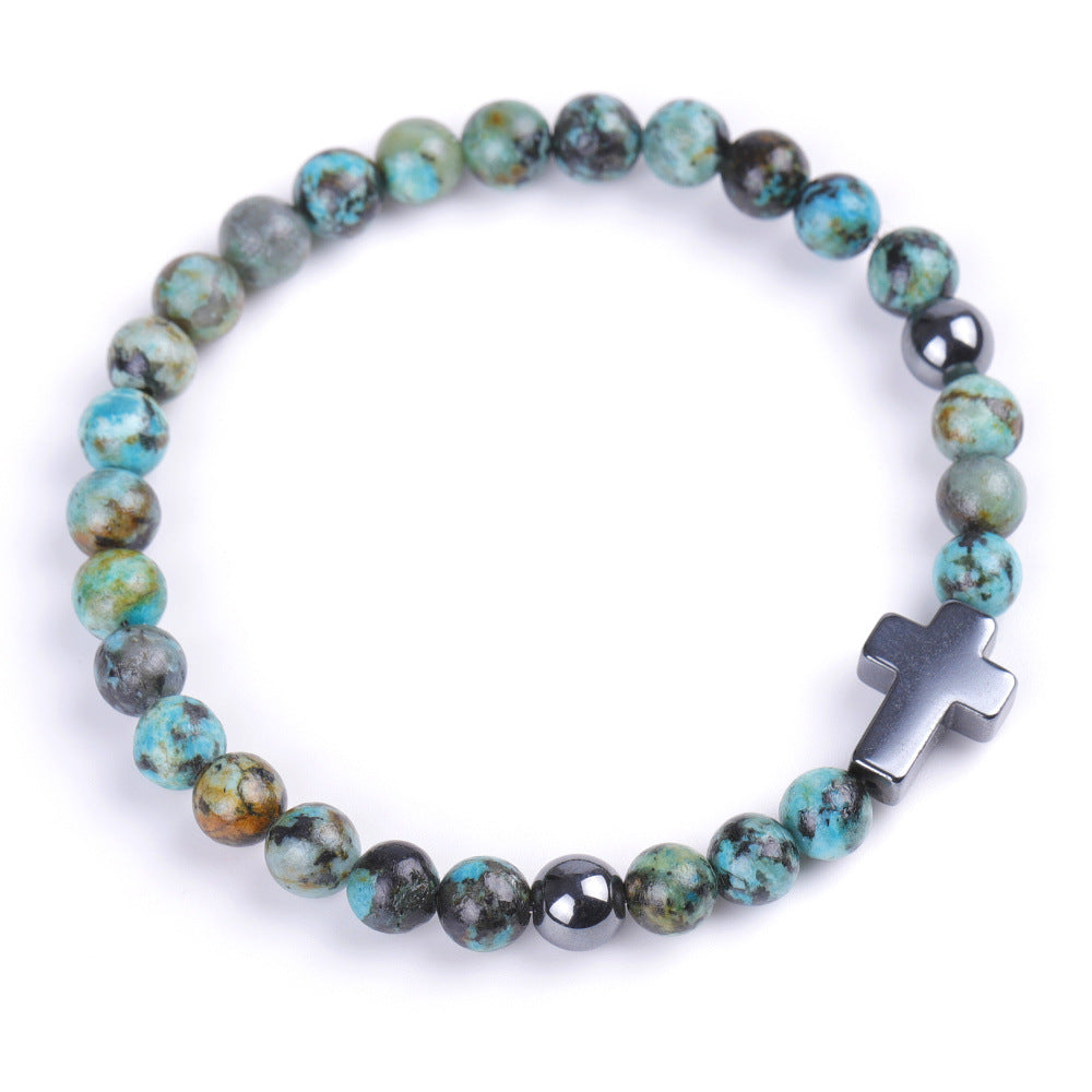 Alloy Black Magnet Cross Shoushan Stone Bracelet MIC-XiuH019