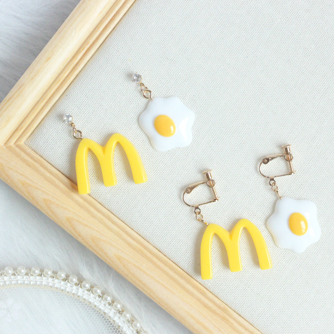 Alloy Fried Egg Letter Zircon Earrings MIC-FanQ007