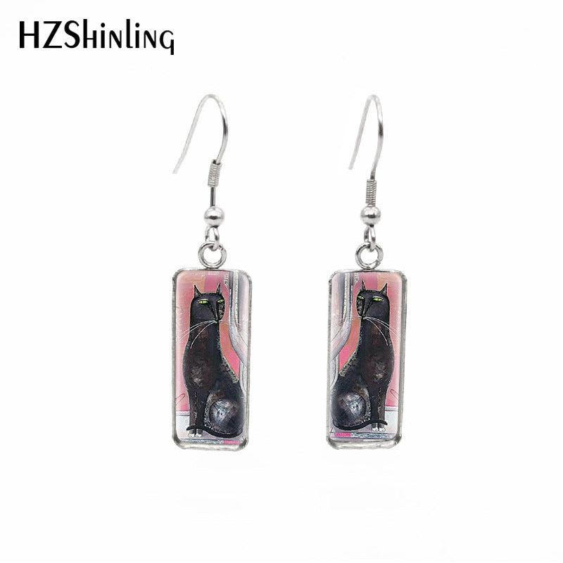 earrings stainless steel black cat Minimo de compra 2 (M) xiangl020