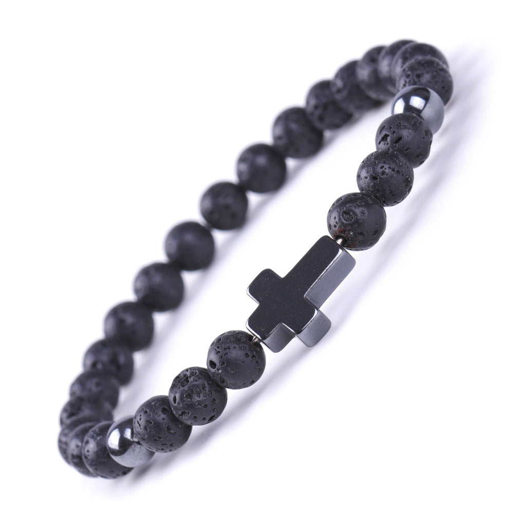 Alloy Black Magnet Cross Shoushan Stone Bracelet MIC-XiuH019