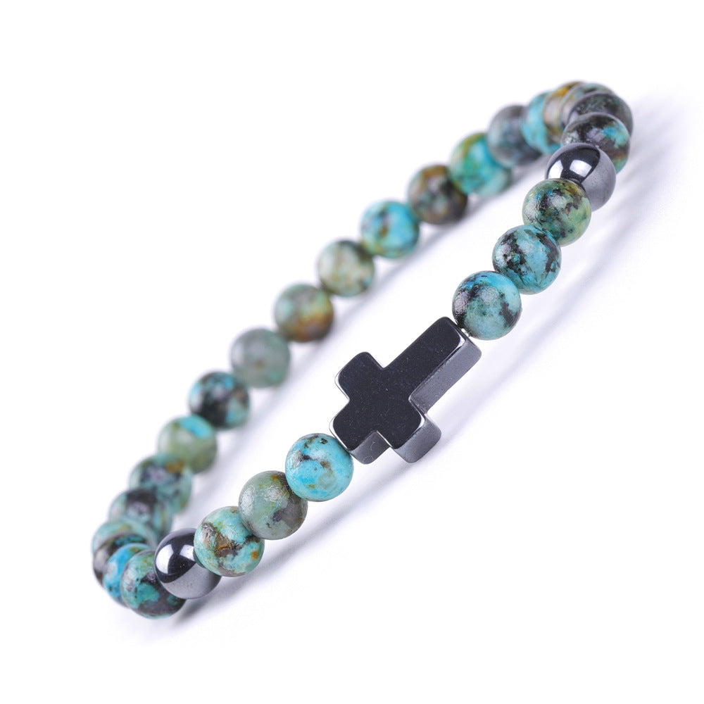 Alloy Black Magnet Cross Shoushan Stone Bracelet MIC-XiuH019