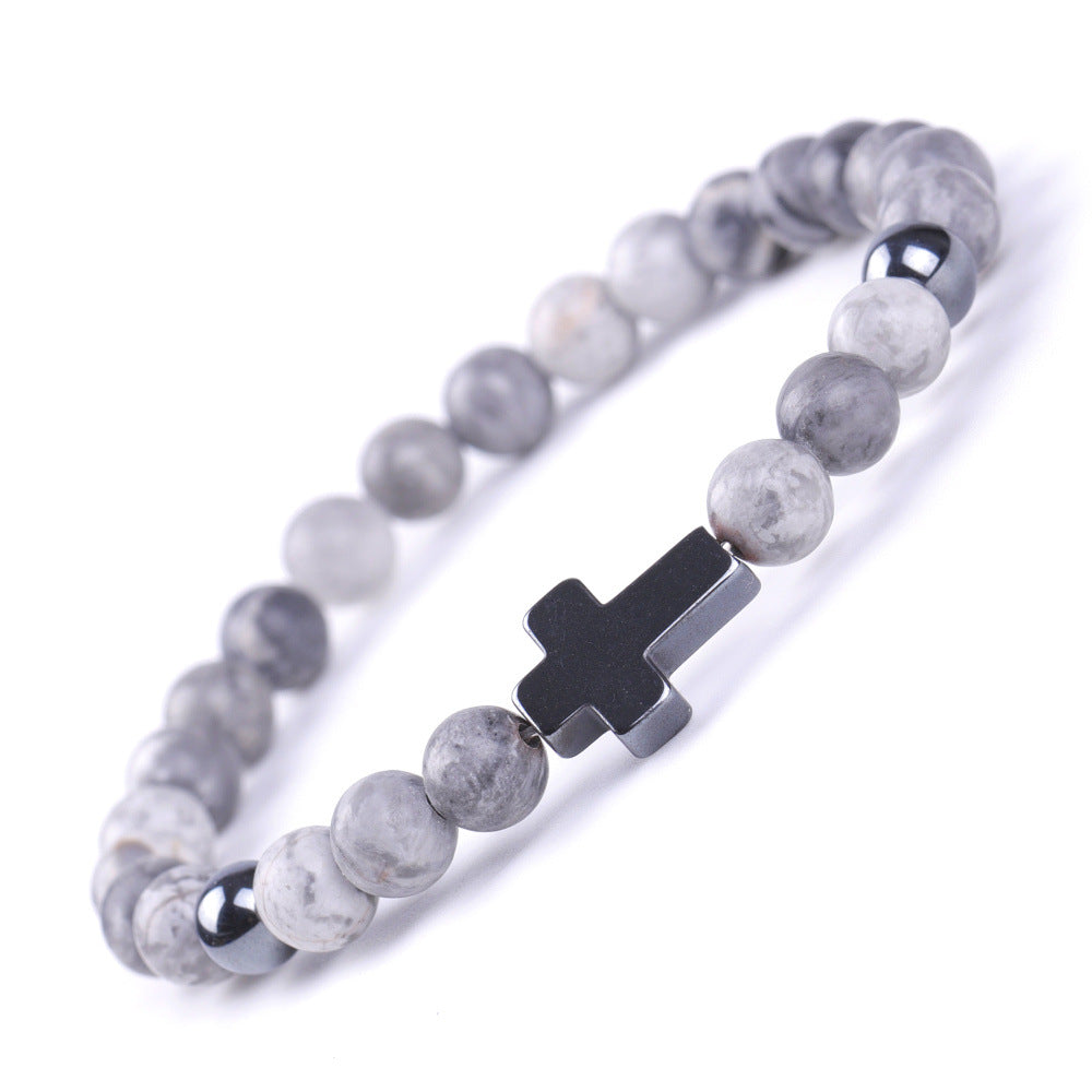 Alloy Black Magnet Cross Shoushan Stone Bracelet MIC-XiuH019