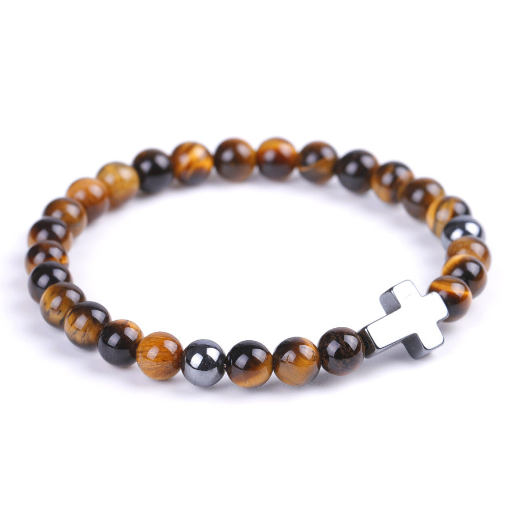 Alloy Black Magnet Cross Shoushan Stone Bracelet MIC-XiuH019