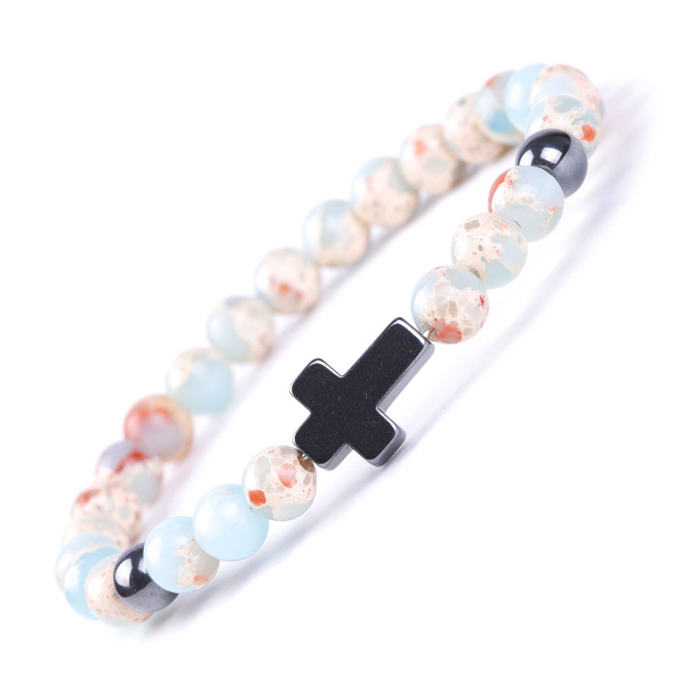 Alloy Black Magnet Cross Shoushan Stone Bracelet MIC-XiuH019