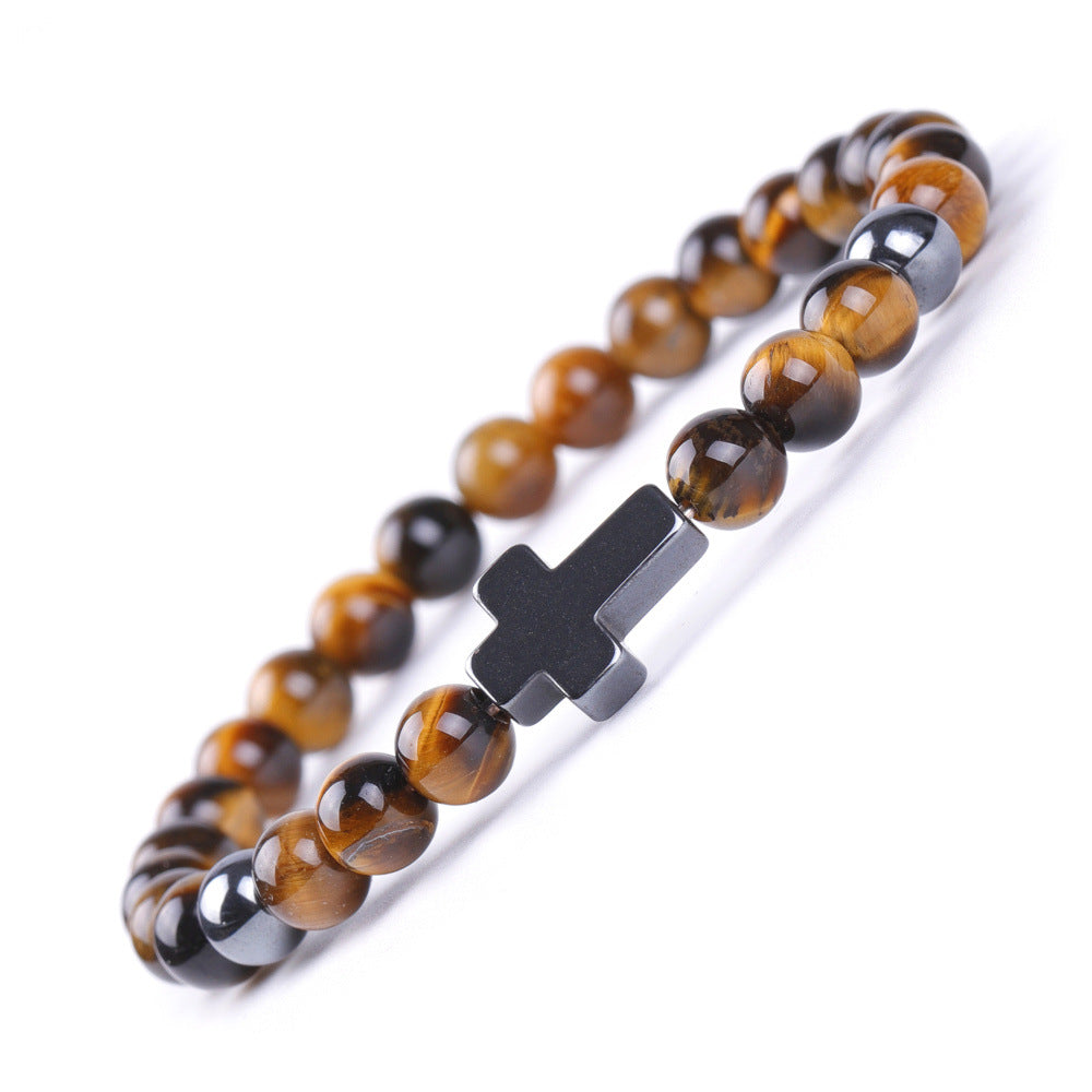 Alloy Black Magnet Cross Shoushan Stone Bracelet MIC-XiuH019