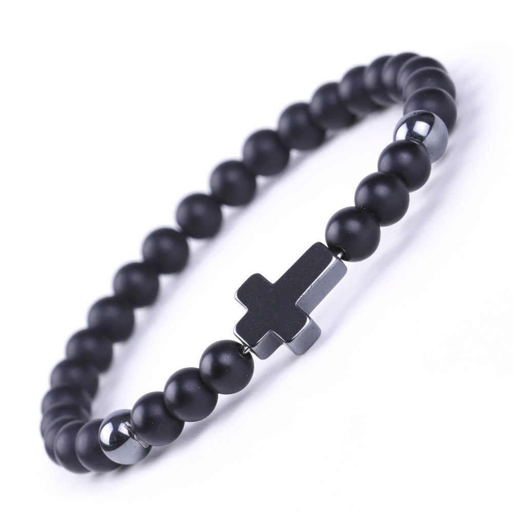 Alloy Black Magnet Cross Shoushan Stone Bracelet MIC-XiuH019