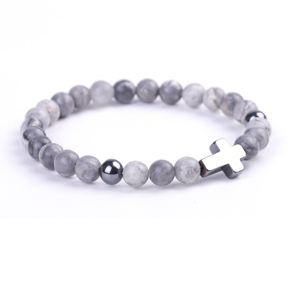 Alloy Black Magnet Cross Shoushan Stone Bracelet MIC-XiuH019