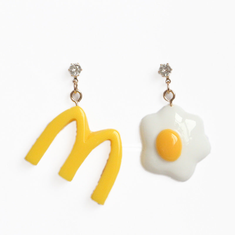 Alloy Fried Egg Letter Zircon Earrings MIC-FanQ007