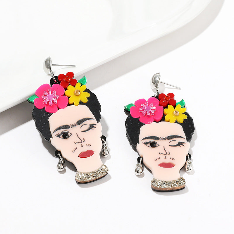 Acrylic Frida Women's Earrings MIC-NingD058