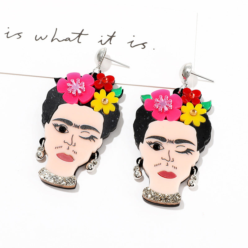 Acrylic Frida Women's Earrings MIC-NingD058