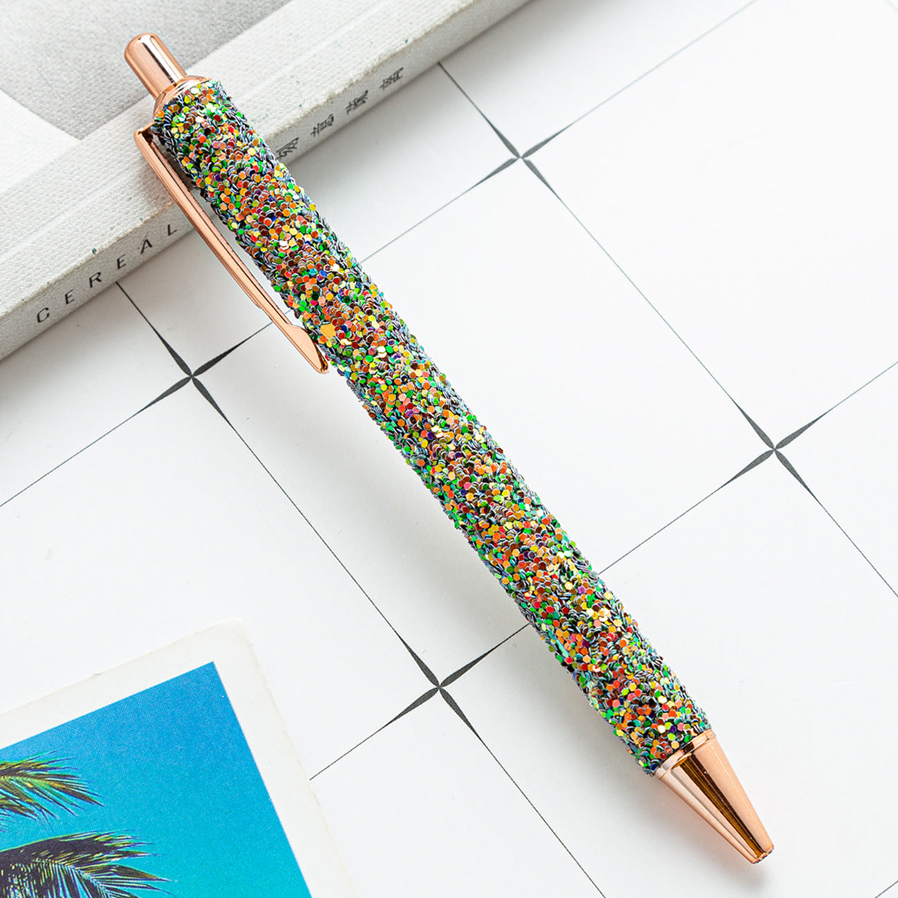 Metal Button Glitter Ballpoint Pen Huah019