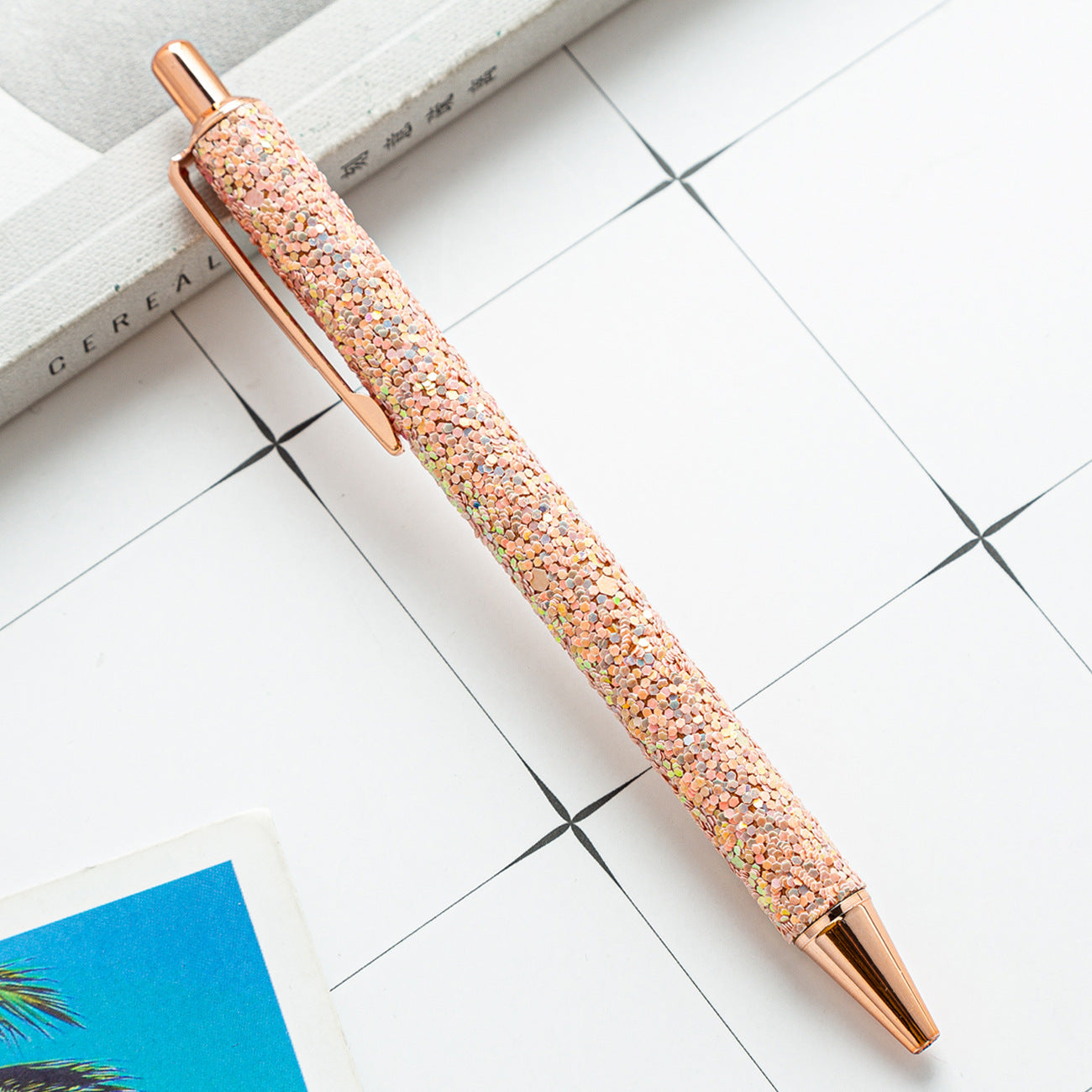 Metal Button Glitter Ballpoint Pen Huah019