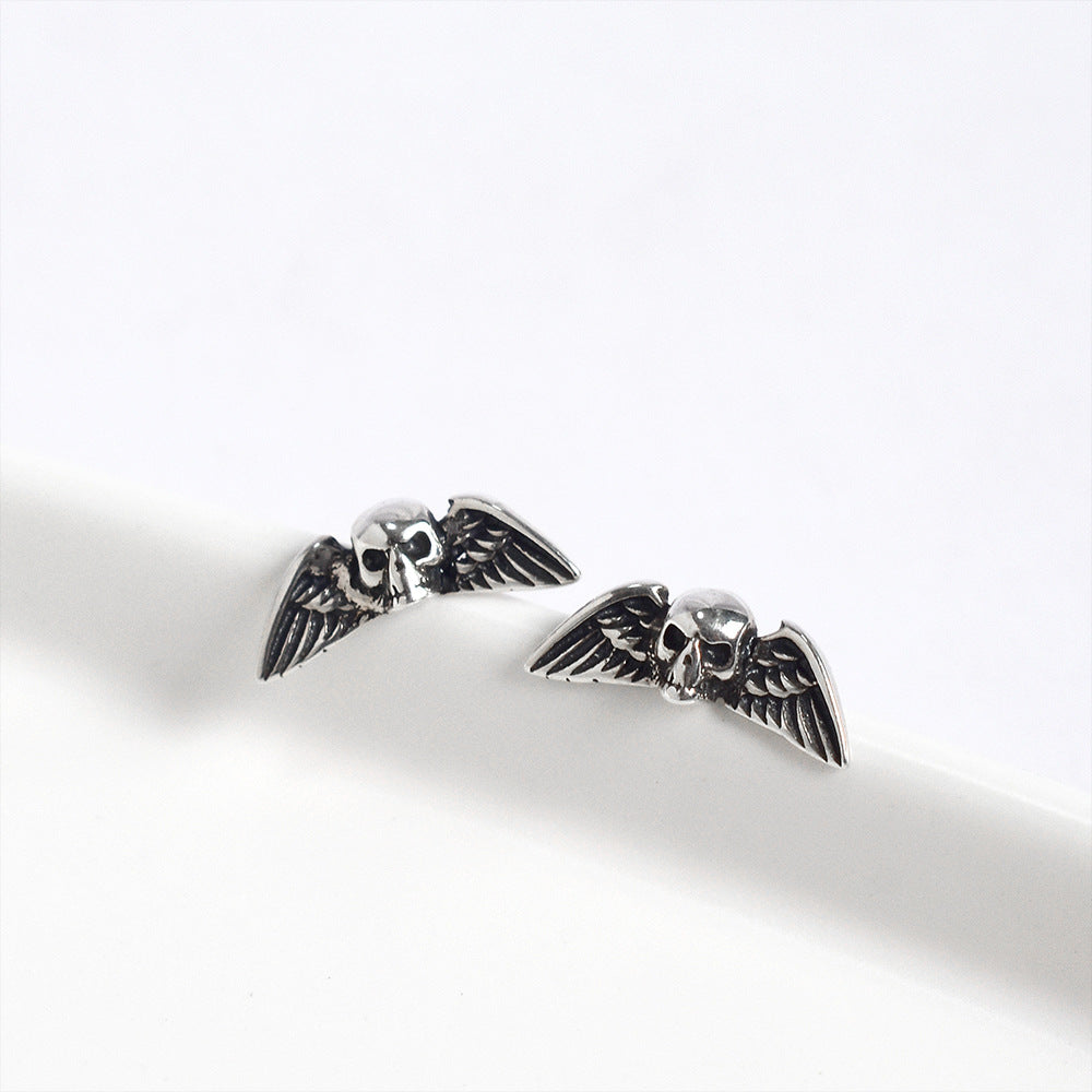 S925 Sterling silver wing skull earrings MIC-DeL003