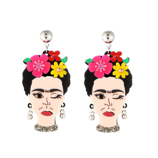 Acrylic Frida Women's Earrings MIC-NingD058