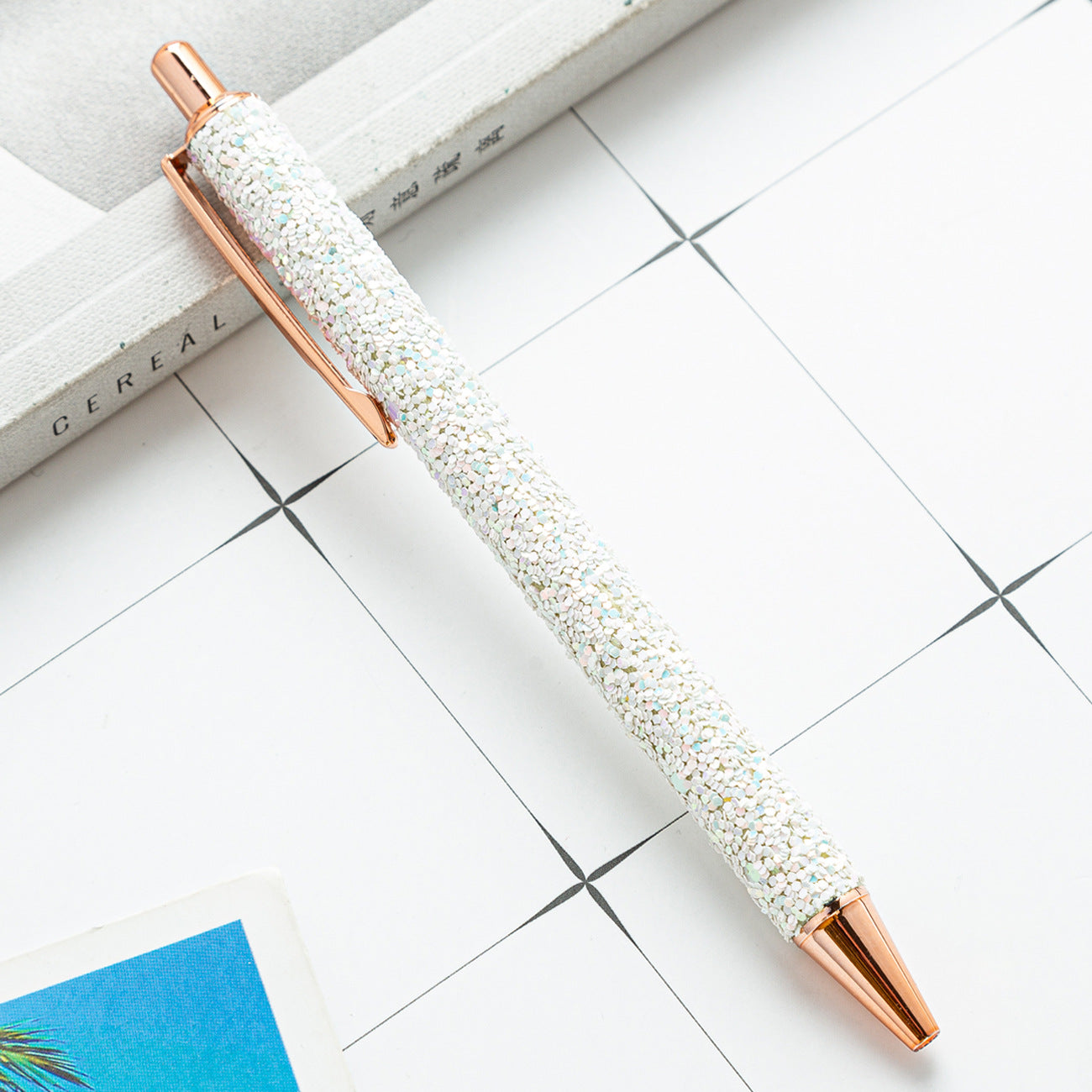 Metal Button Glitter Ballpoint Pen Huah019