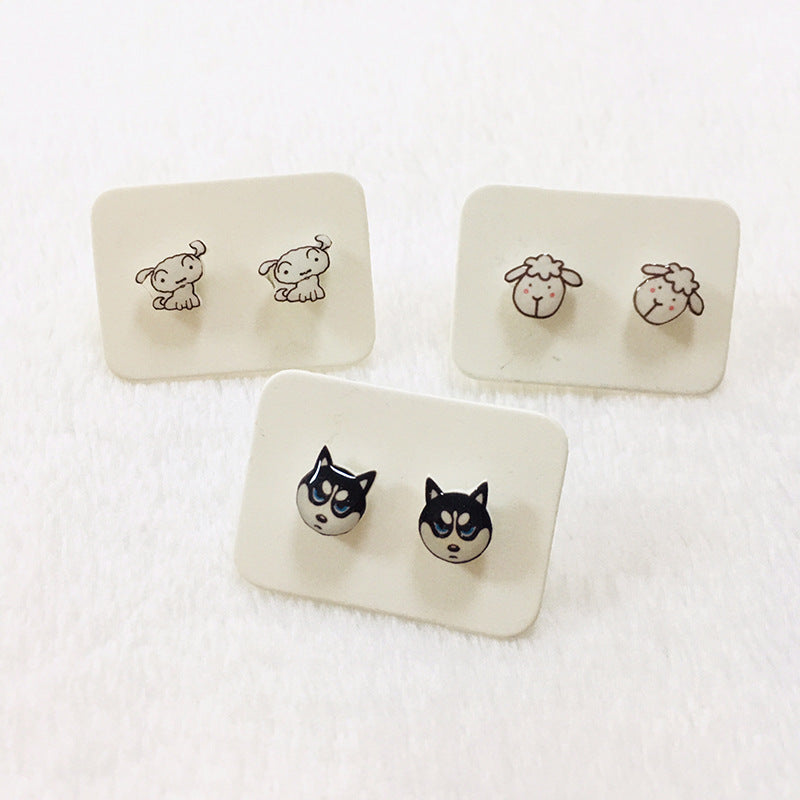 Alloy Husky Little White Dog Earrings (Minimo de compra 2) MIC-HuaL003