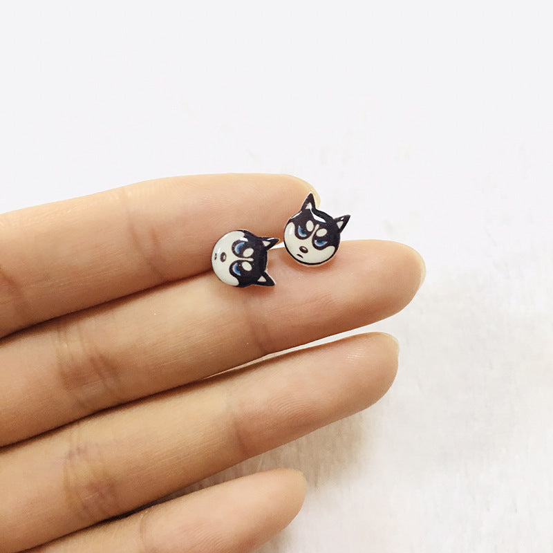 Alloy Husky Little White Dog Earrings (Minimo de compra 2) MIC-HuaL003