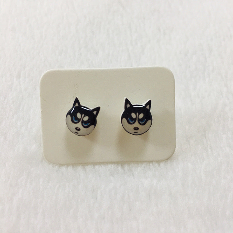 Alloy Husky Little White Dog Earrings (Minimo de compra 2) MIC-HuaL003