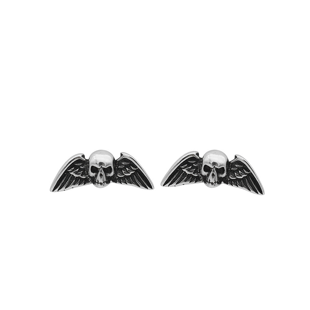 S925 Sterling silver wing skull earrings MIC-DeL003