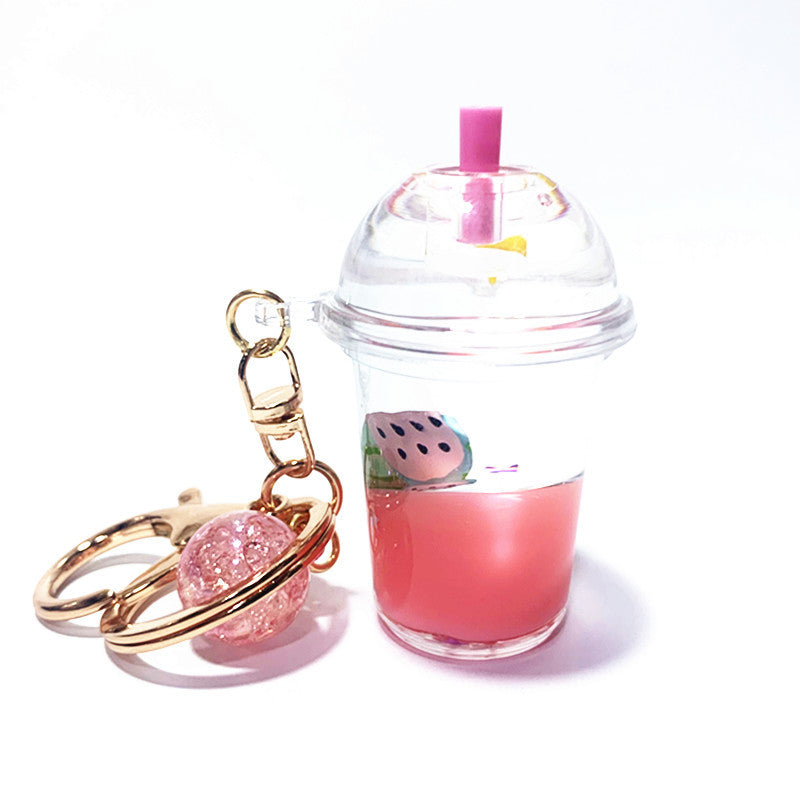 Keychain Acrylic Fruit Floating Quicksand Bottle MOQ≥2 DMF028