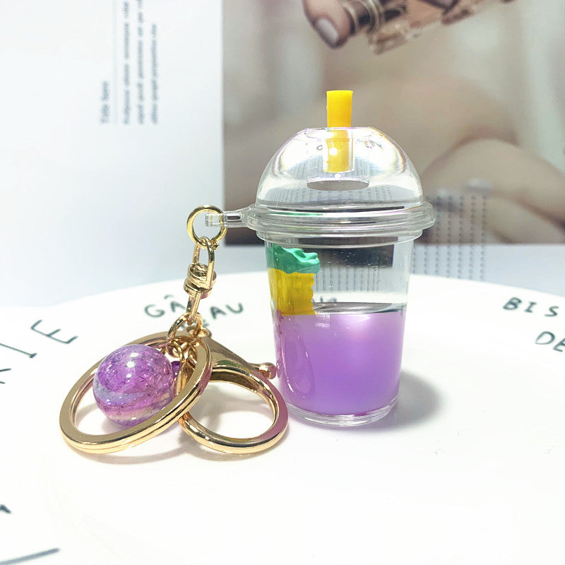 Keychain Acrylic Fruit Floating Quicksand Bottle MOQ≥2 DMF028