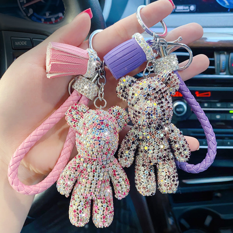 cartoon personality diamond studded bear keychain MIC-Yaoyun006