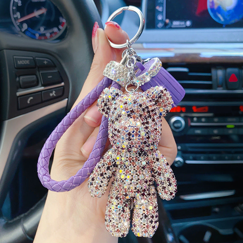 cartoon personality diamond studded bear keychain MIC-Yaoyun006