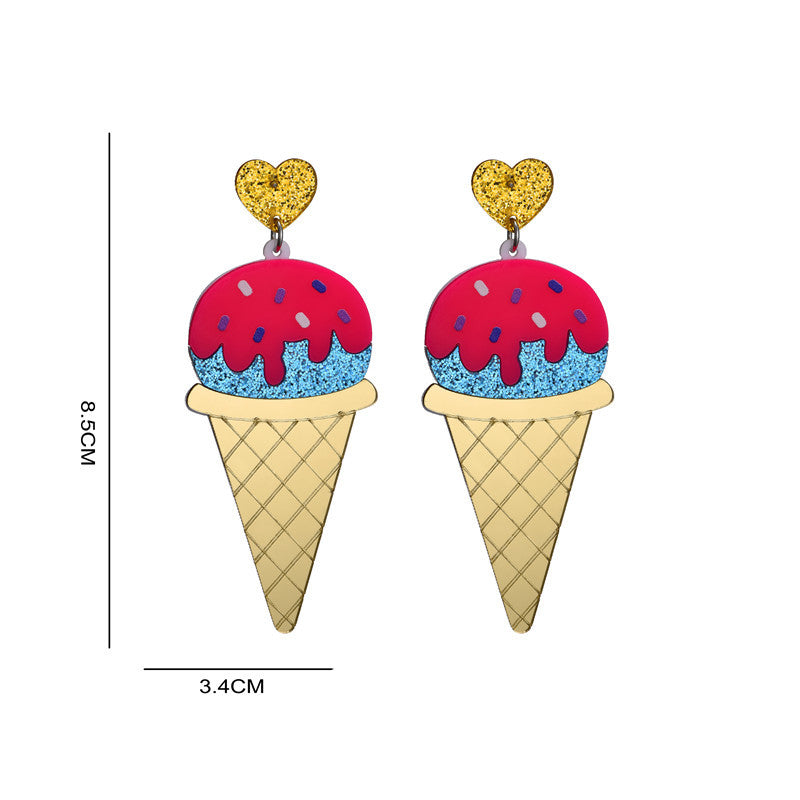 Acrylic cartoon ice cream earrings (Minimo de compra 2) MIC-GanL024