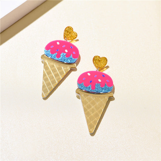 Acrylic cartoon ice cream earrings (Minimo de compra 2) MIC-GanL024