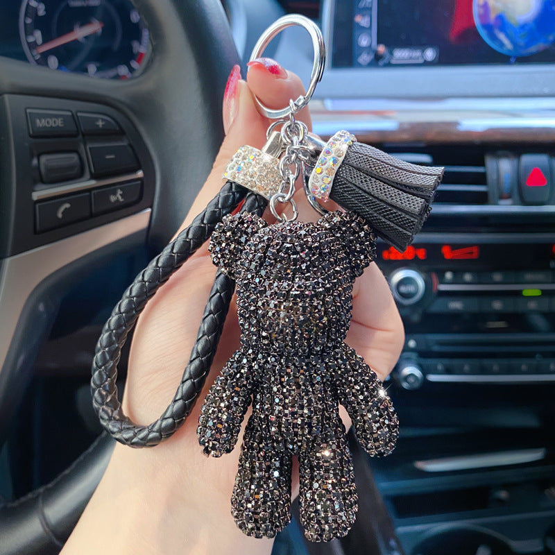 cartoon personality diamond studded bear keychain MIC-Yaoyun006