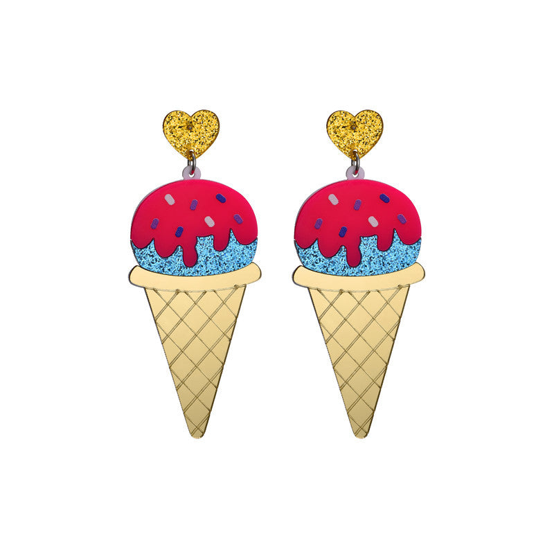 Acrylic cartoon ice cream earrings (Minimo de compra 2) MIC-GanL024