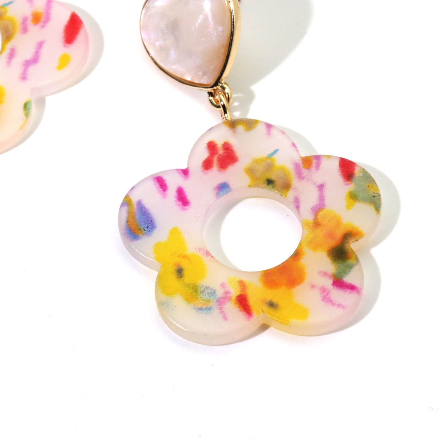 Acrylic Peach Heart Flower Earrings MIC-FeiF005