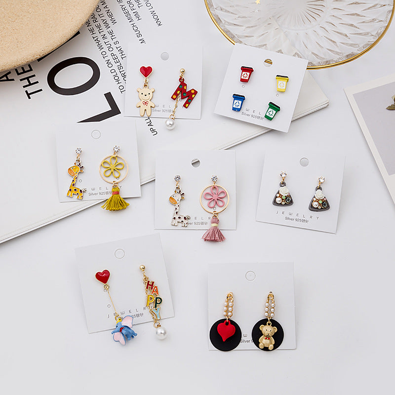 Acrylic asymmetric animal earrings MIC-MDD012