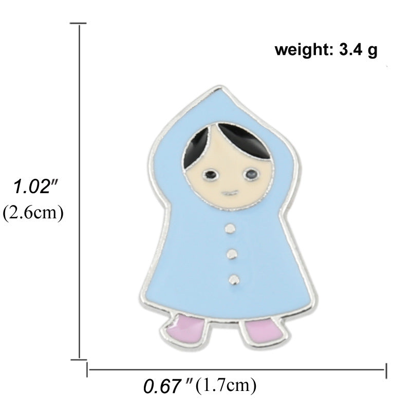 Alloy little girl raincoat umbrella brooch (Minimo de Compra 2) MIC-BaiF017