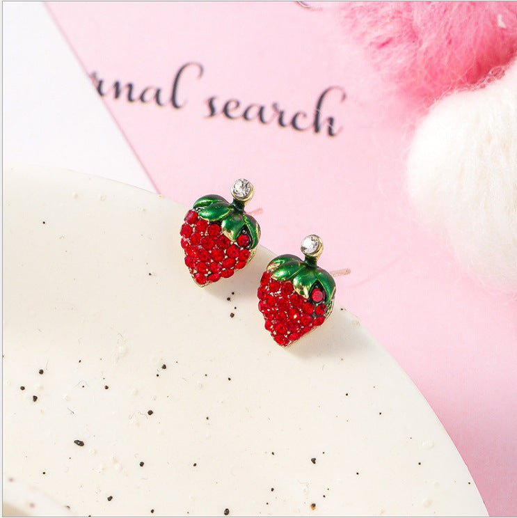 Alloy Red Cherry Strawberry Earrings MIC-HanC008