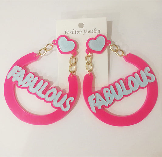 Acrylic brand English letter earrings MIC-ChouD001