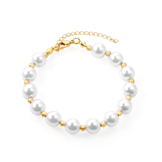 Bracelet Stainless Steel Gold Steel Color Steel Balls With Round Pearls Minimo de compra 3 AiS007