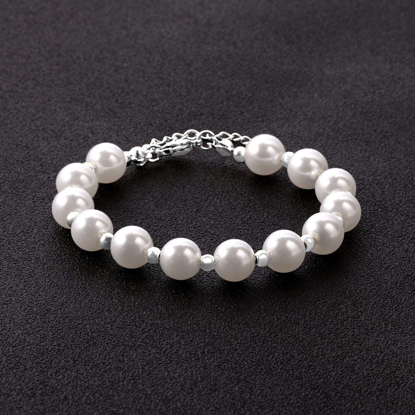 Bracelet Stainless Steel Gold Steel Color Steel Balls With Round Pearls Minimo de compra 3 AiS007