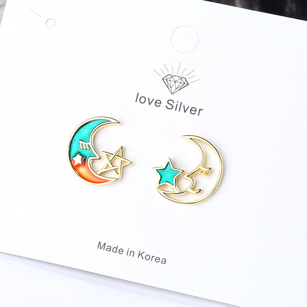 Gradient Moon Cute Star Crystal EarringsMinimo de compra 2 MIC-XZS006