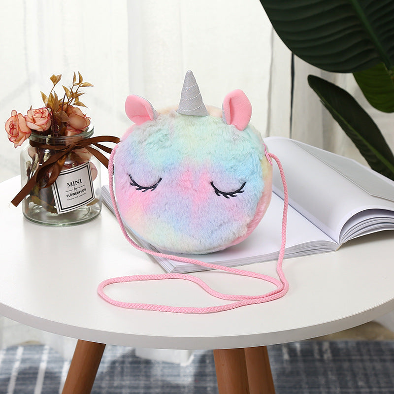 Plush cartoon unicorn messenger shoulder bag(Minimo de compra 5) MIC-SaiM005